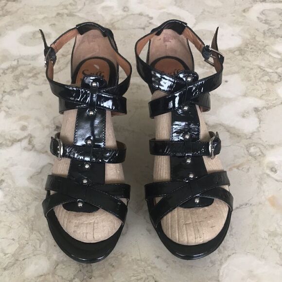 Söfft Solana Black Patent Leather Sandals - Picture 2 of 7